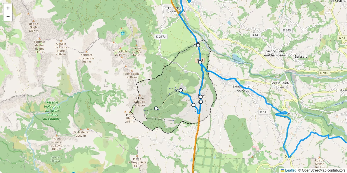 Carte du réseau de transport en commun à Laye - lignes de bus et arrêts