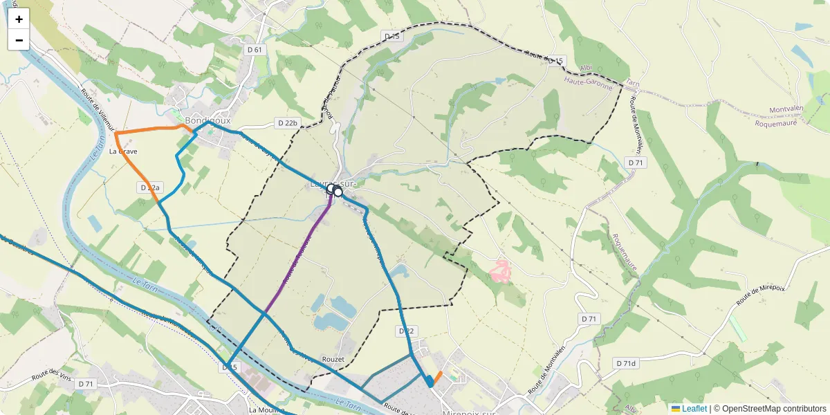 Carte du réseau de transport en commun à Layrac-sur-Tarn - lignes de bus et arrêts