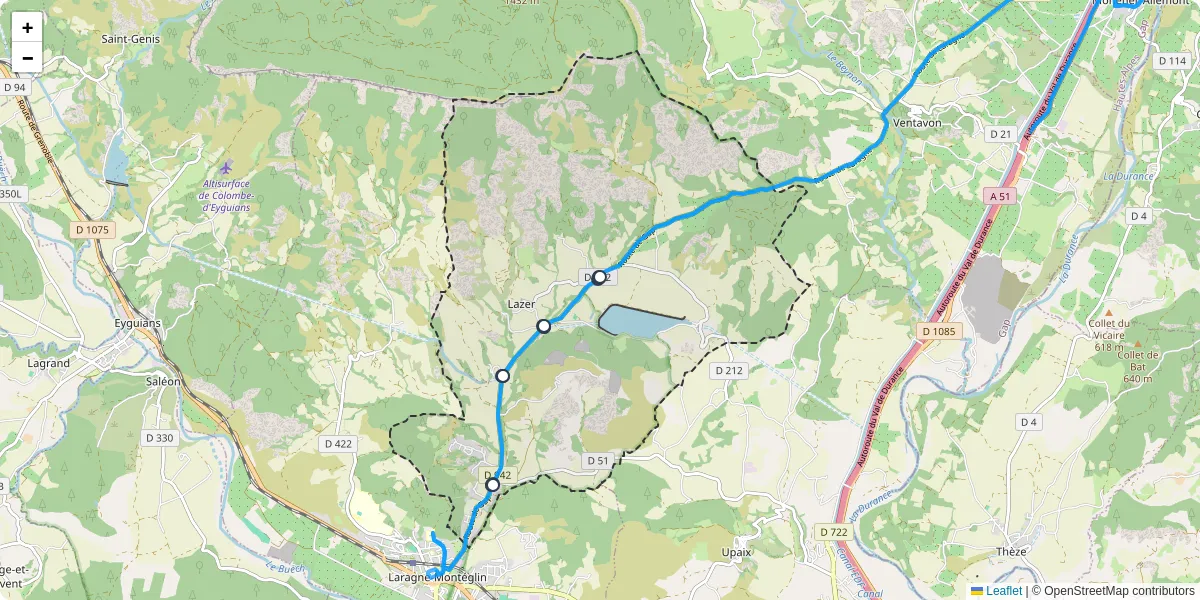 Carte du réseau de transport en commun à Lazer - lignes de bus et arrêts