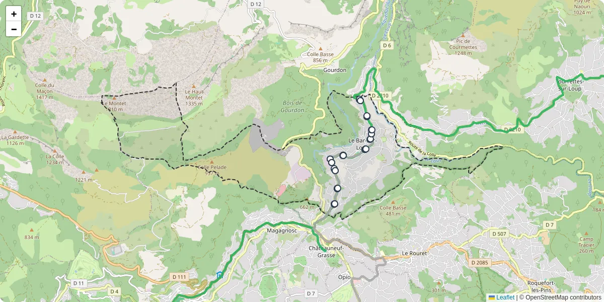 Carte du réseau de transport en commun à Le Bar-sur-Loup - lignes de bus et arrêts