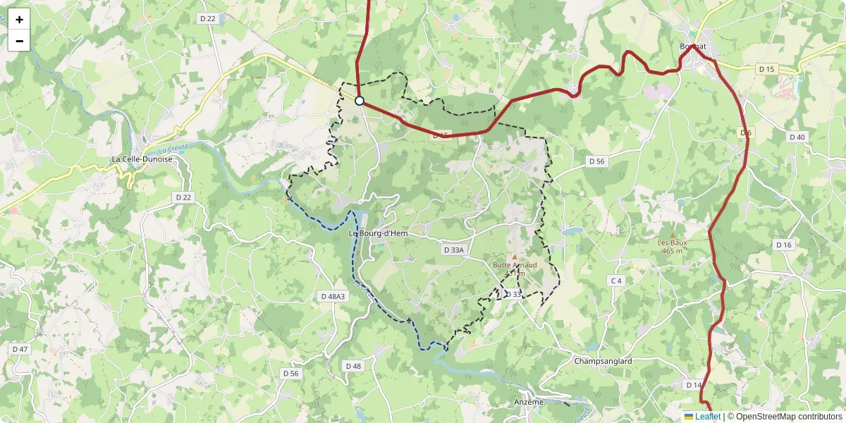 Carte du réseau de transport en commun à Le Bourg-d'Hem - lignes de bus et arrêts