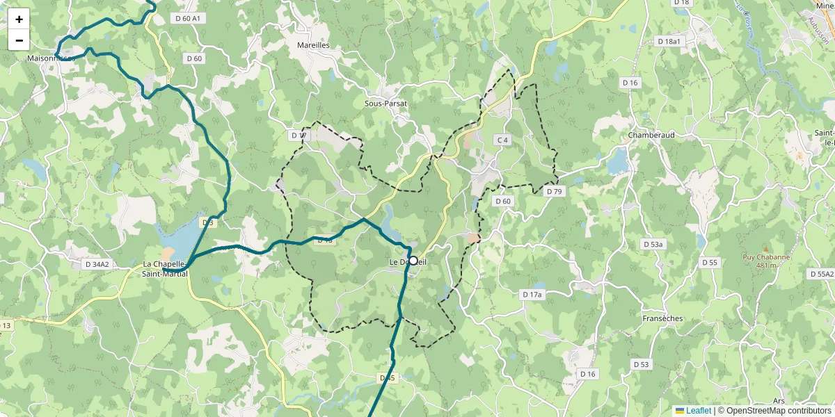 Carte du réseau de transport en commun à Le Donzeil - lignes de bus et arrêts