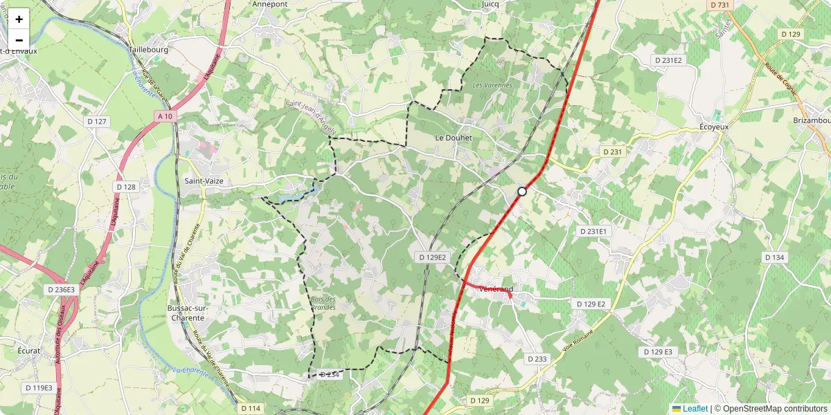 Carte du réseau de transport en commun à Le Douhet - lignes de bus et arrêts