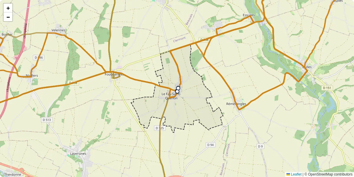 Carte du réseau de transport en commun à Le Fay-Saint-Quentin - lignes de bus et arrêts