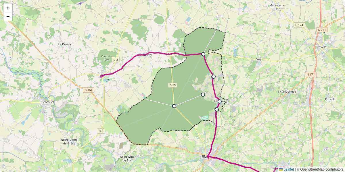Carte du réseau de transport en commun à Le Gâvre - lignes de bus et arrêts