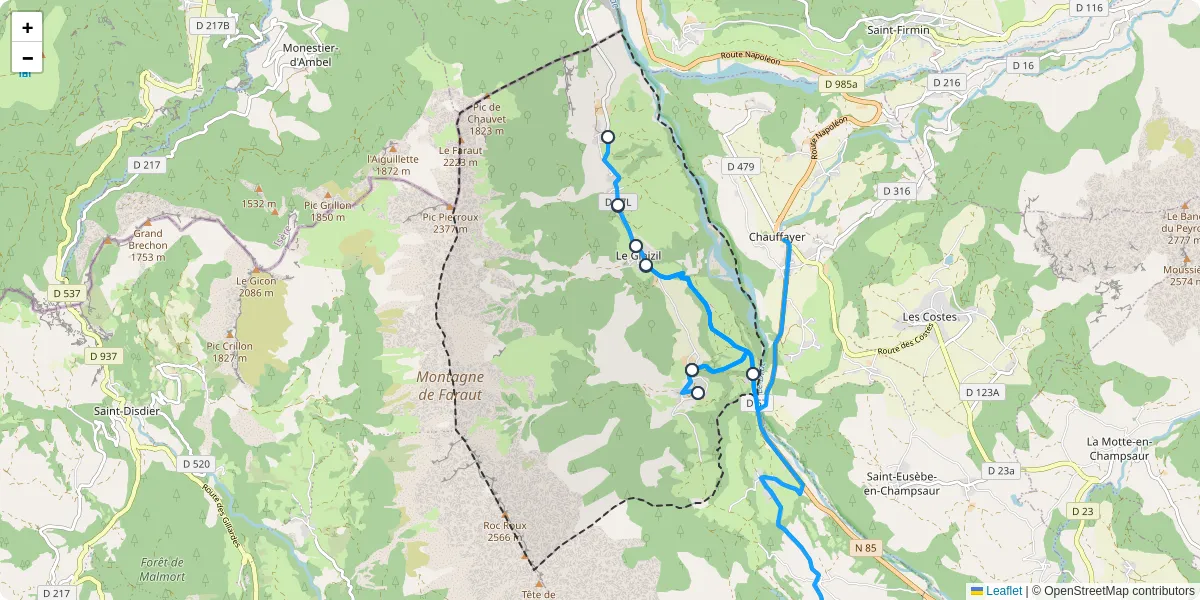 Carte du réseau de transport en commun à Le Glaizil - lignes de bus et arrêts