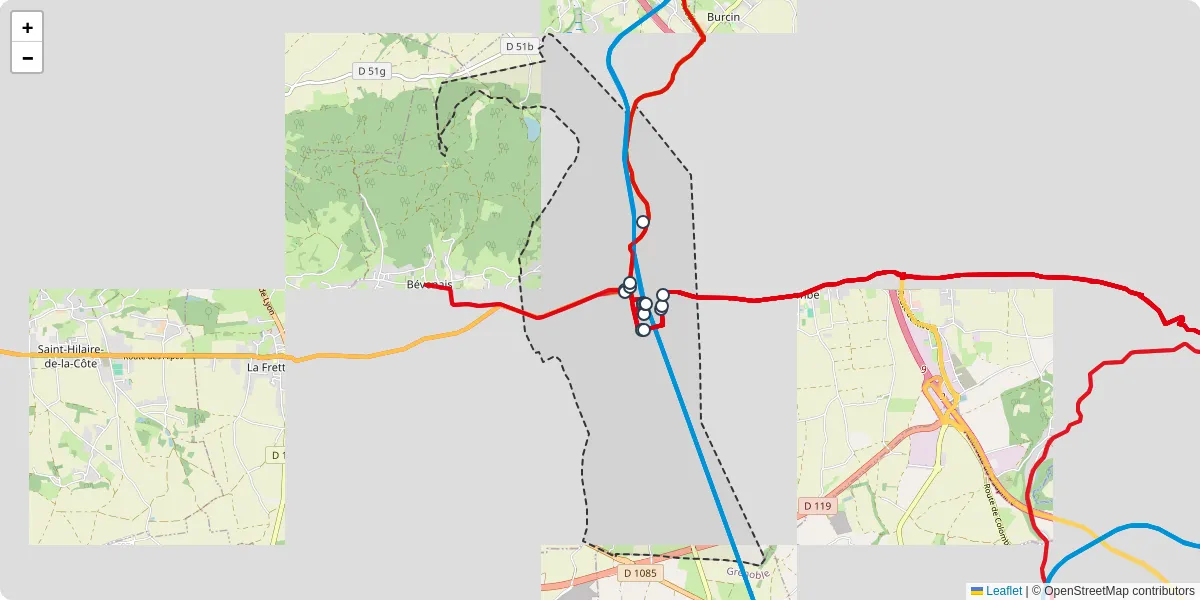 Carte du réseau de transport en commun à Le Grand-Lemps - lignes de bus et arrêts
