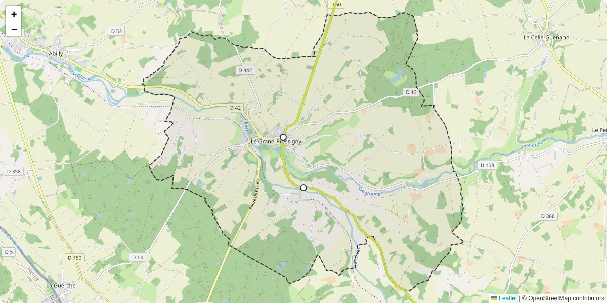 Carte du réseau de transport en commun à Le Grand-Pressigny - lignes de bus et arrêts