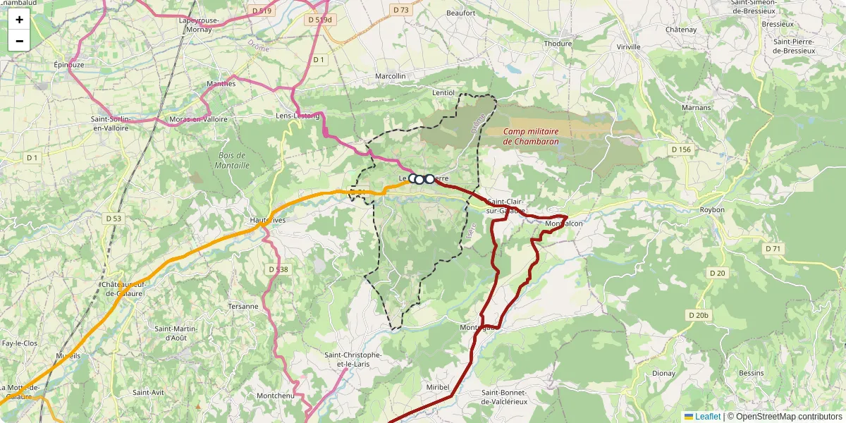 Carte du réseau de transport en commun à Le Grand-Serre - lignes de bus et arrêts