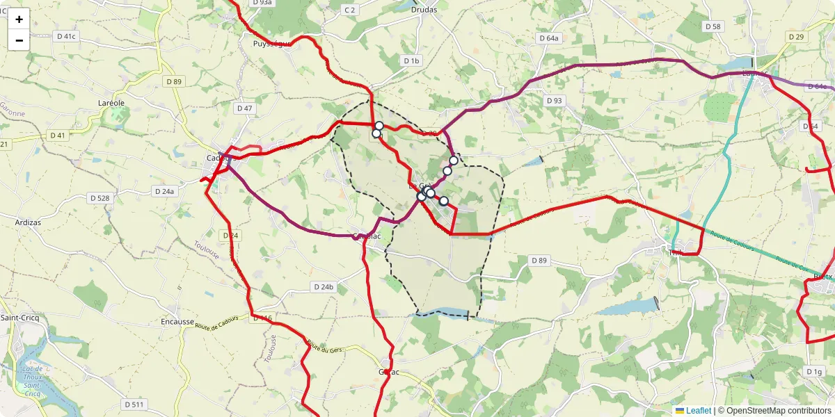 Carte du réseau de transport en commun à Le Grès - lignes de bus et arrêts