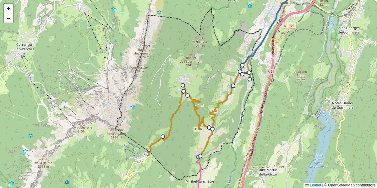 Carte du réseau de transport en commun à Le Gua - lignes de bus et arrêts