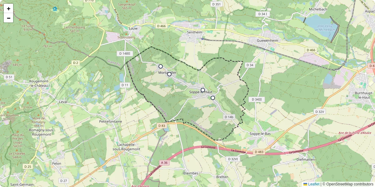 Carte du réseau de transport en commun à Le Haut-Soultzbach - lignes de bus et arrêts