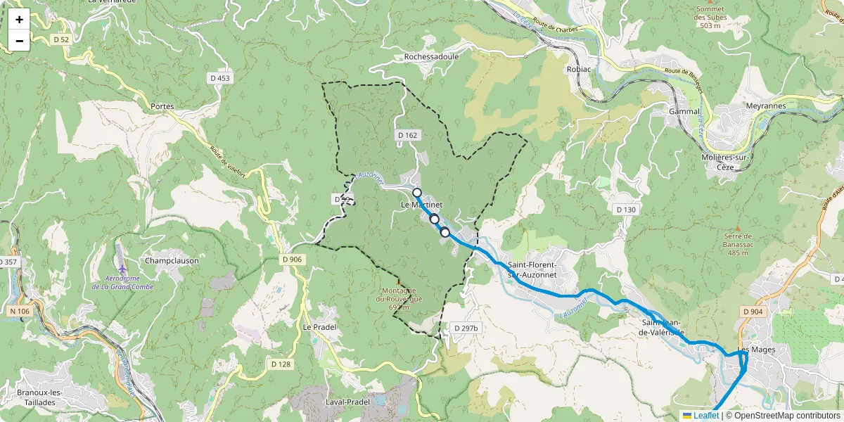 Carte du réseau de transport en commun à Le Martinet - lignes de bus et arrêts