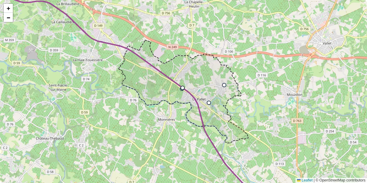 Carte du réseau de transport en commun à Le Pallet - lignes de bus et arrêts