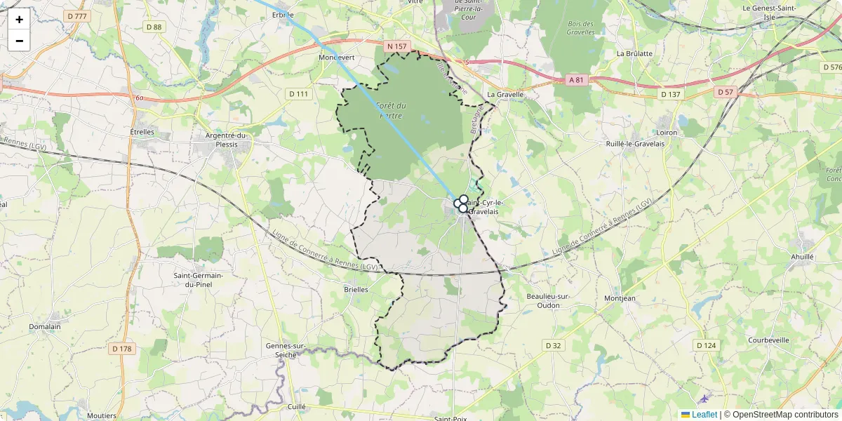 Carte du réseau de transport en commun à Le Pertre - lignes de bus et arrêts