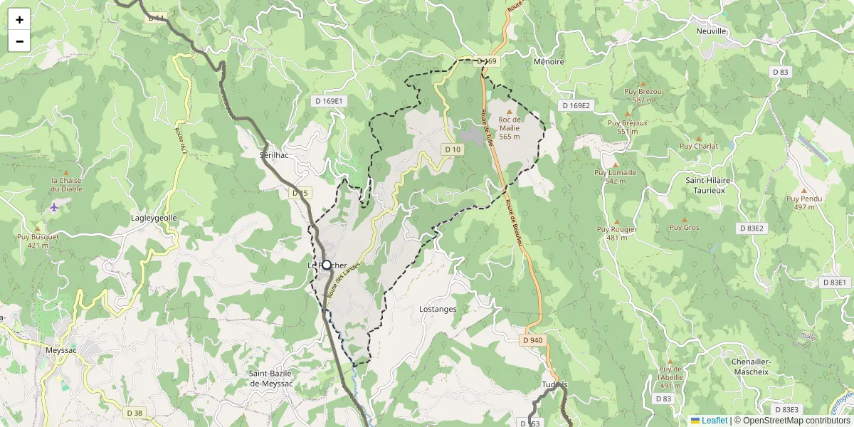 Carte du réseau de transport en commun à Le Pescher - lignes de bus et arrêts