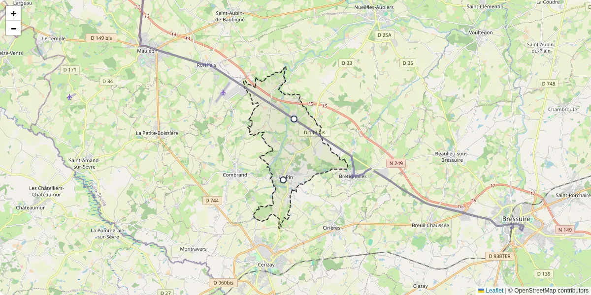 Carte du réseau de transport en commun à Le Pin - lignes de bus et arrêts