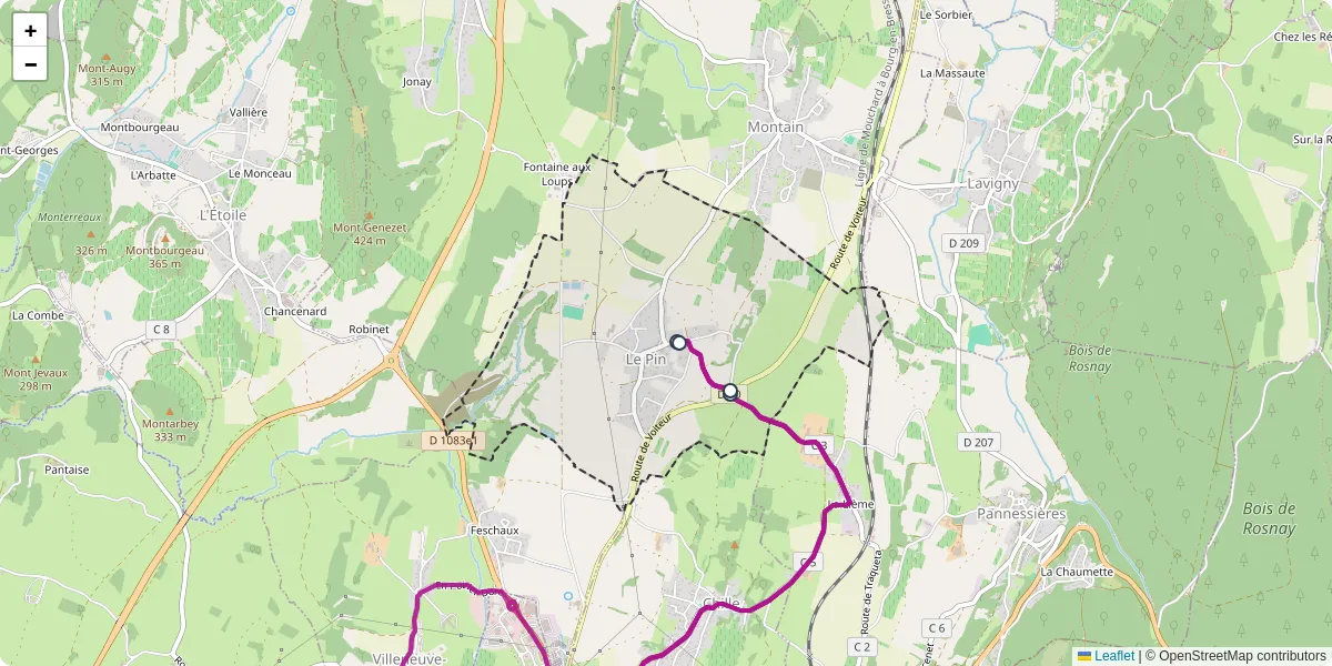Carte du réseau de transport en commun à Le Pin - lignes de bus et arrêts