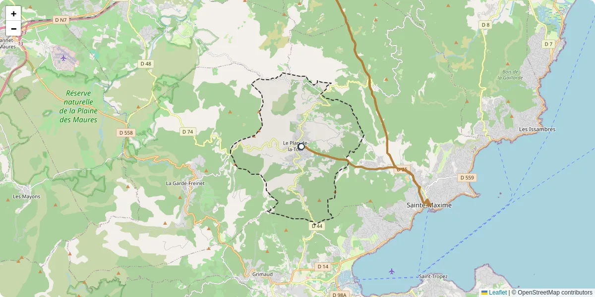 Carte du réseau de transport en commun à Le Plan-de-la-Tour - lignes de bus et arrêts
