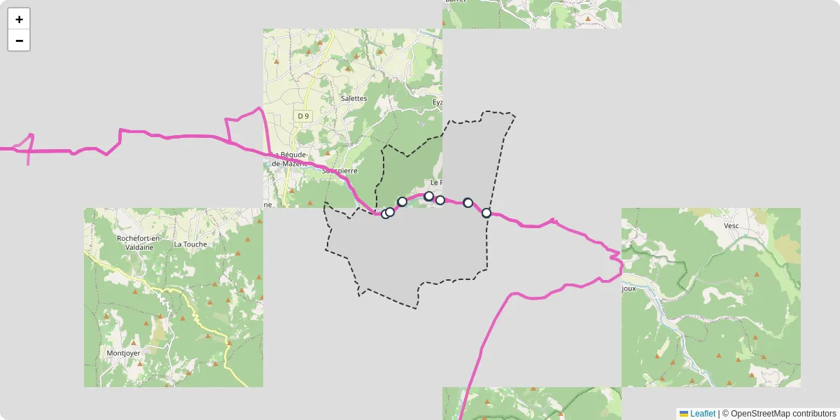 Carte du réseau de transport en commun à Le Poët-Laval - lignes de bus et arrêts