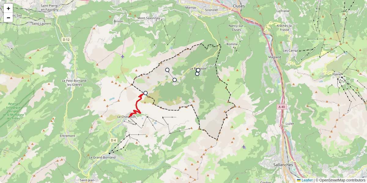 Carte du réseau de transport en commun à Le Reposoir - lignes de bus et arrêts