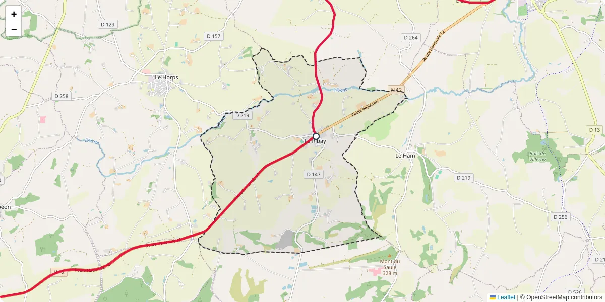 Carte du réseau de transport en commun à Le Ribay - lignes de bus et arrêts