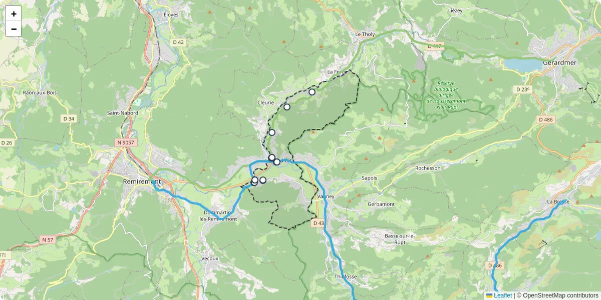 Carte du réseau de transport en commun à Le Syndicat - lignes de bus et arrêts