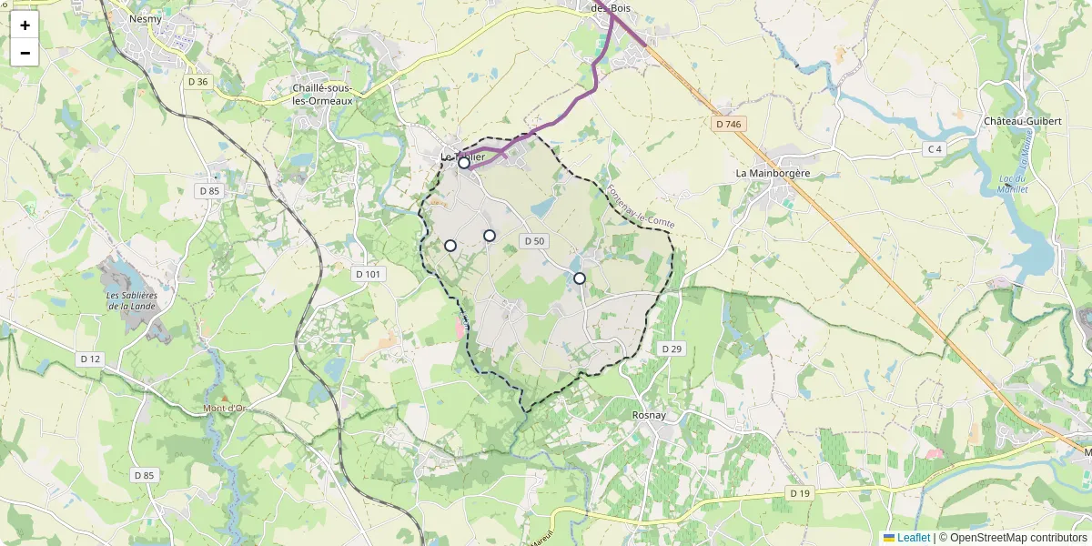 Carte du réseau de transport en commun à Le Tablier - lignes de bus et arrêts