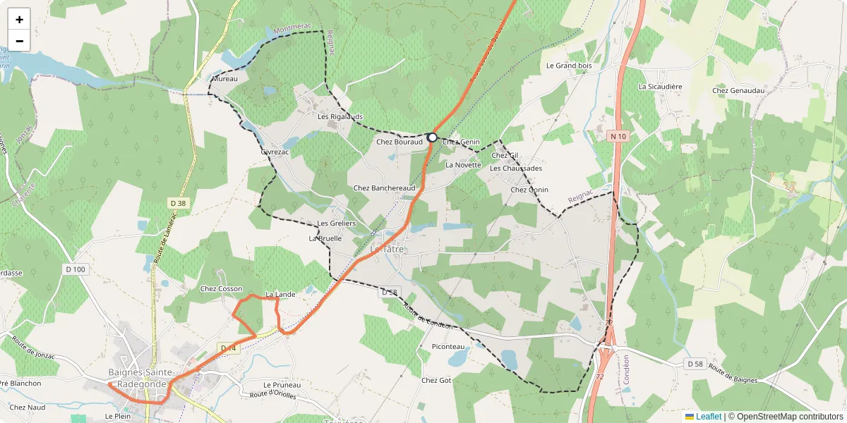 Carte du réseau de transport en commun à Le Tâtre - lignes de bus et arrêts