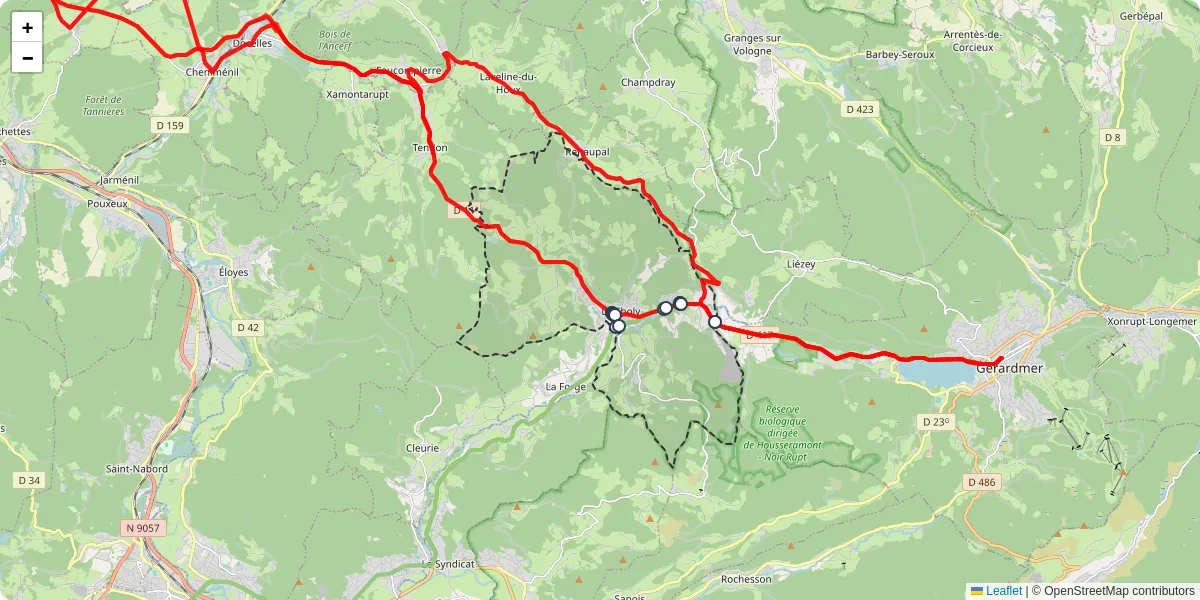Carte du réseau de transport en commun à Le Tholy - lignes de bus et arrêts