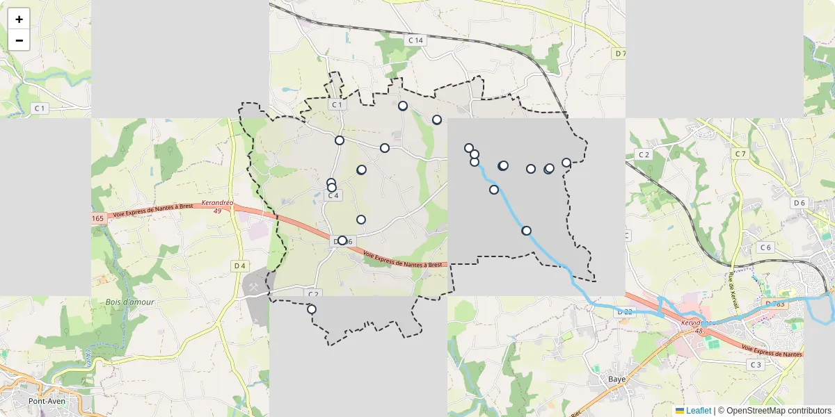 Carte du réseau de transport en commun à Le Trévoux - lignes de bus et arrêts