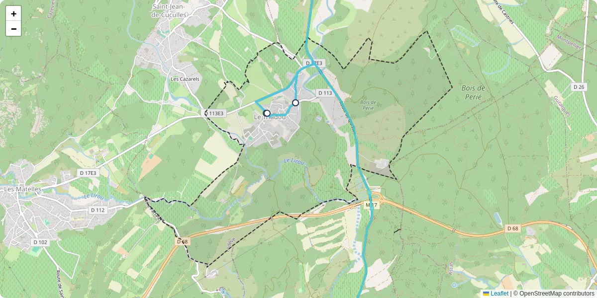 Carte du réseau de transport en commun à Le Triadou - lignes de bus et arrêts