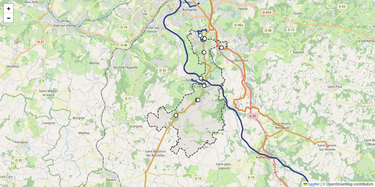 Carte du réseau de transport en commun à Le Vigen - lignes de bus et arrêts