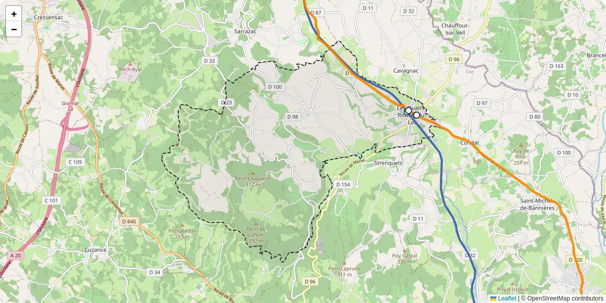 Carte du réseau de transport en commun à Le Vignon-en-Quercy - lignes de bus et arrêts