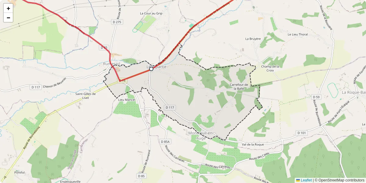 Carte du réseau de transport en commun à Léaupartie - lignes de bus et arrêts