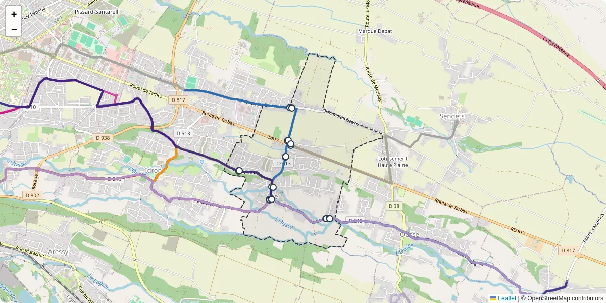 Carte du réseau de transport en commun à Lée - lignes de bus et arrêts