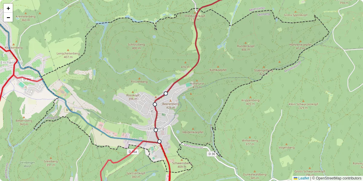 Carte du réseau de transport en commun à Lemberg - lignes de bus et arrêts