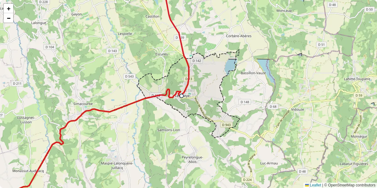 Carte du réseau de transport en commun à Lembeye - lignes de bus et arrêts