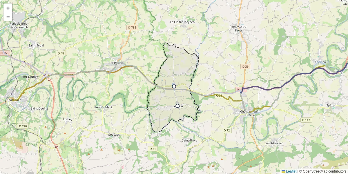 Carte du réseau de transport en commun à Lennon - lignes de bus et arrêts