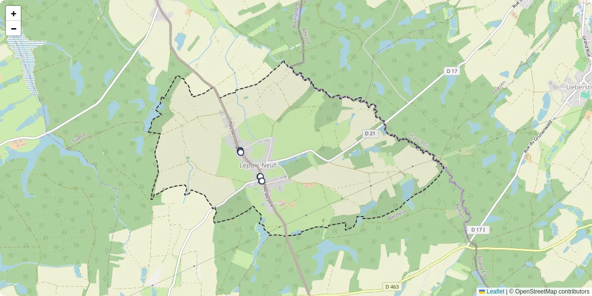Carte du réseau de transport en commun à Lepuix-Neuf - lignes de bus et arrêts
