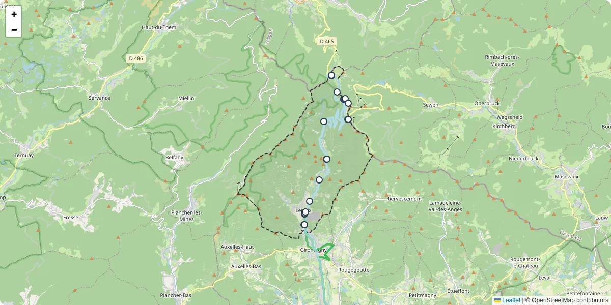 Carte du réseau de transport en commun à Lepuix - lignes de bus et arrêts