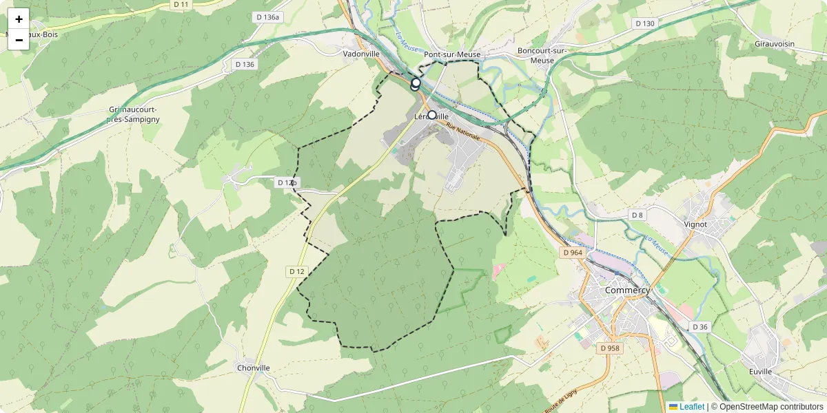 Carte du réseau de transport en commun à Lérouville - lignes de bus et arrêts