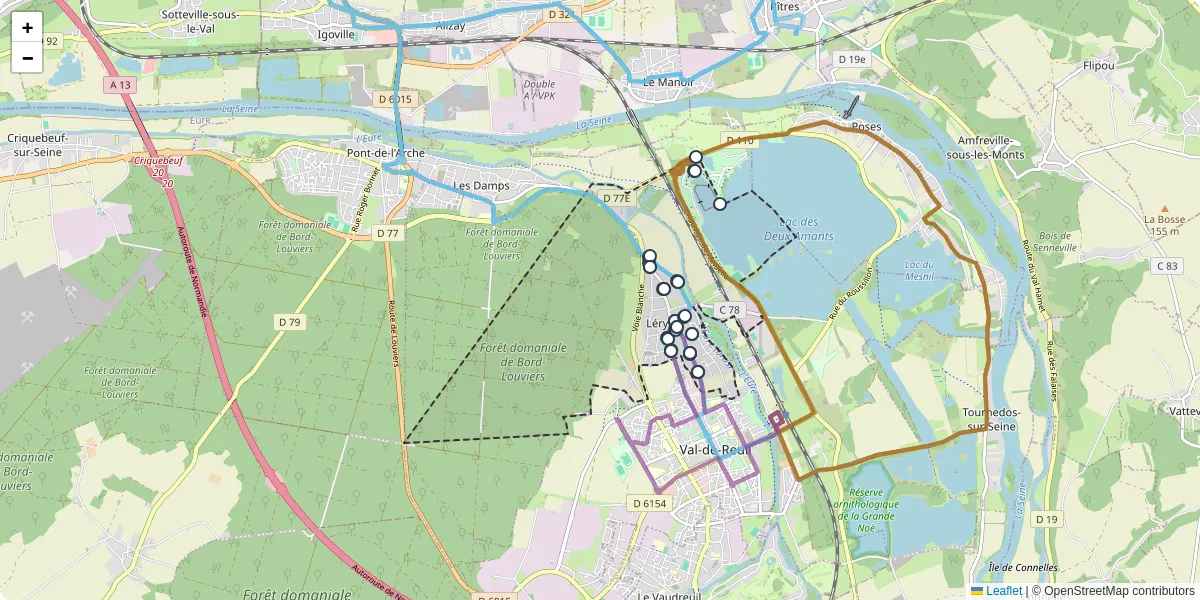Carte du réseau de transport en commun à Léry - lignes de bus et arrêts