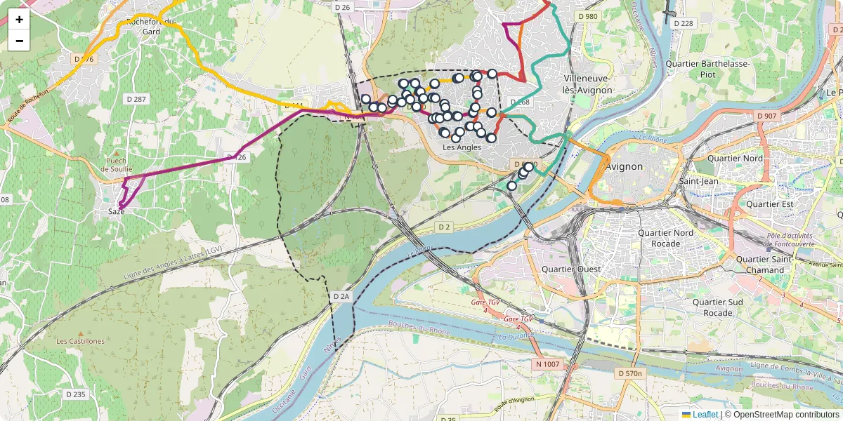 Carte du réseau de transport en commun à Les Angles - lignes de bus et arrêts