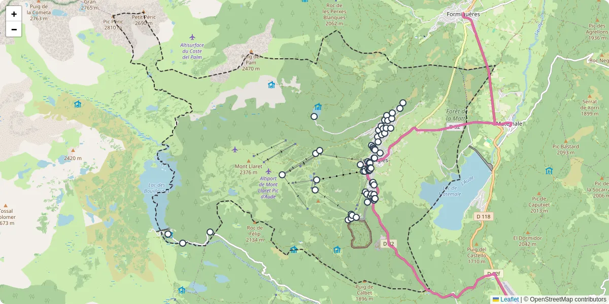 Carte du réseau de transport en commun à Les Angles - lignes de bus et arrêts