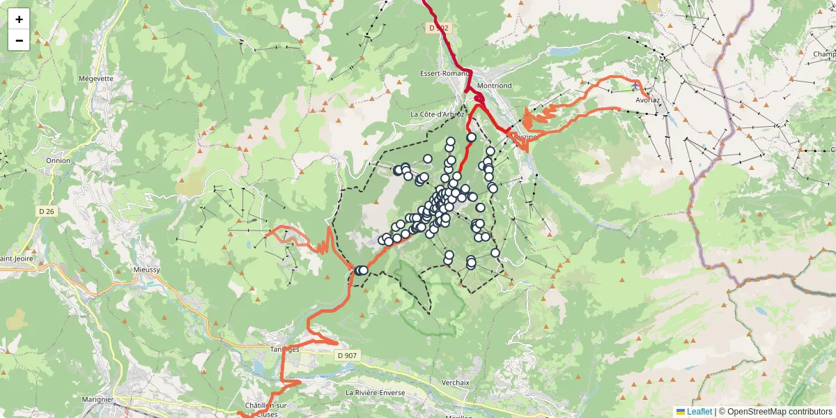 Carte du réseau de transport en commun à Les Gets - lignes de bus et arrêts