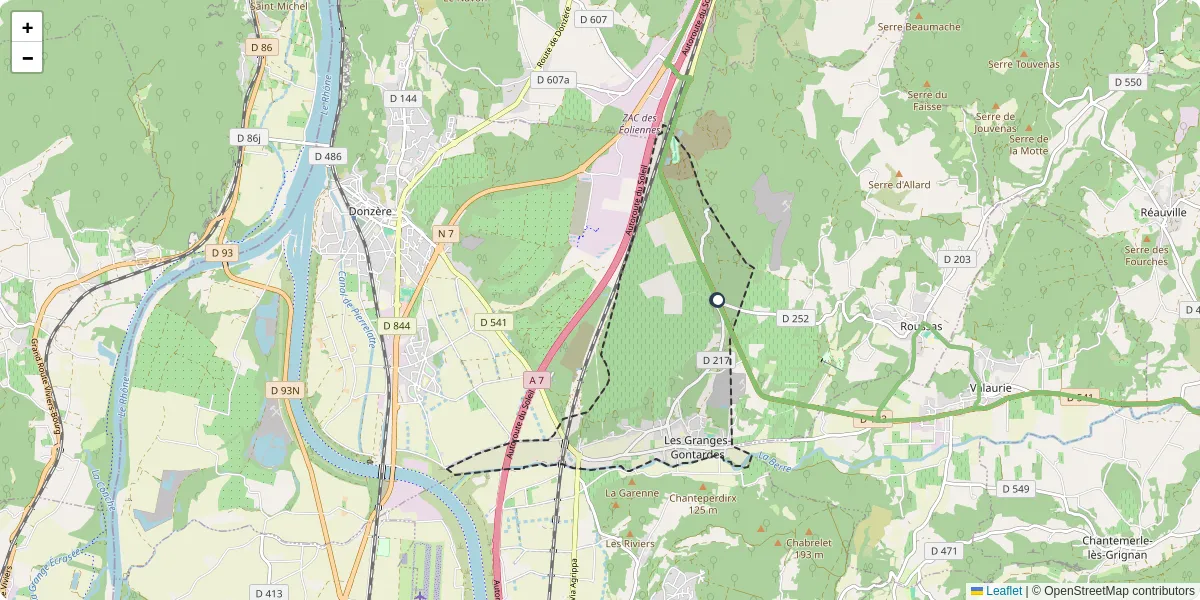 Carte du réseau de transport en commun à Les Granges-Gontardes - lignes de bus et arrêts