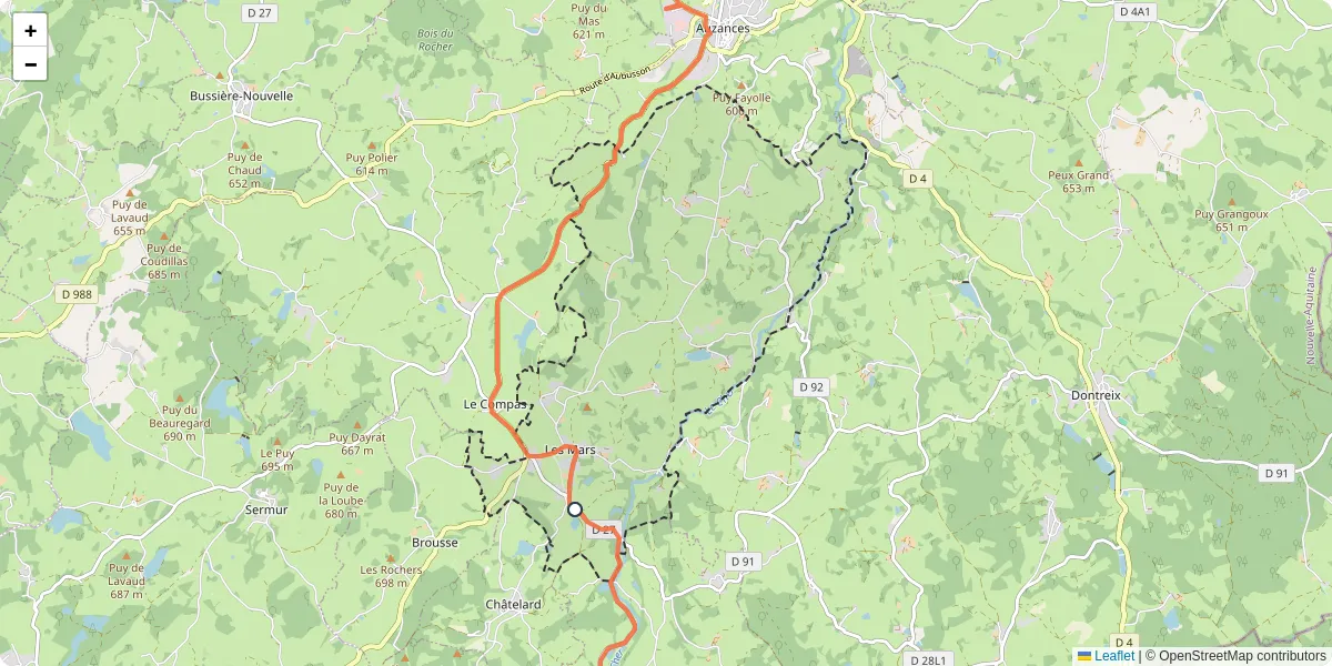 Carte du réseau de transport en commun à Les Mars - lignes de bus et arrêts