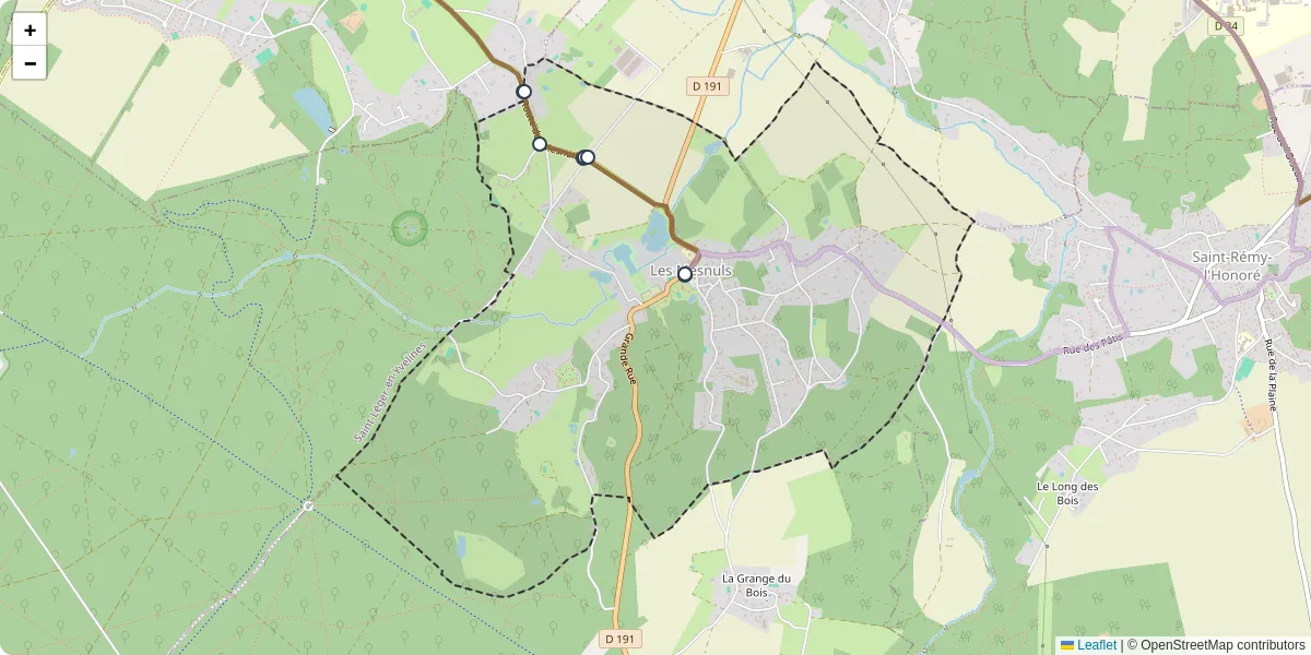 Carte du réseau de transport en commun à Les Mesnuls - lignes de bus et arrêts