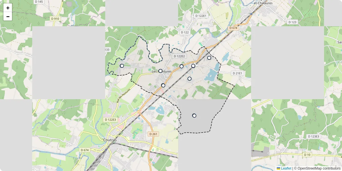 Carte du réseau de transport en commun à Les Peintures - lignes de bus et arrêts